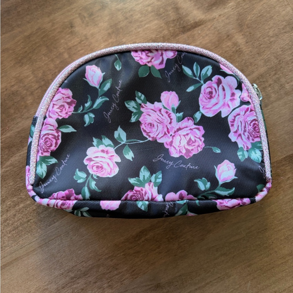 Juicy Couture Pink Rose Zippered Cosmetic Bag - Picture 1 of 6